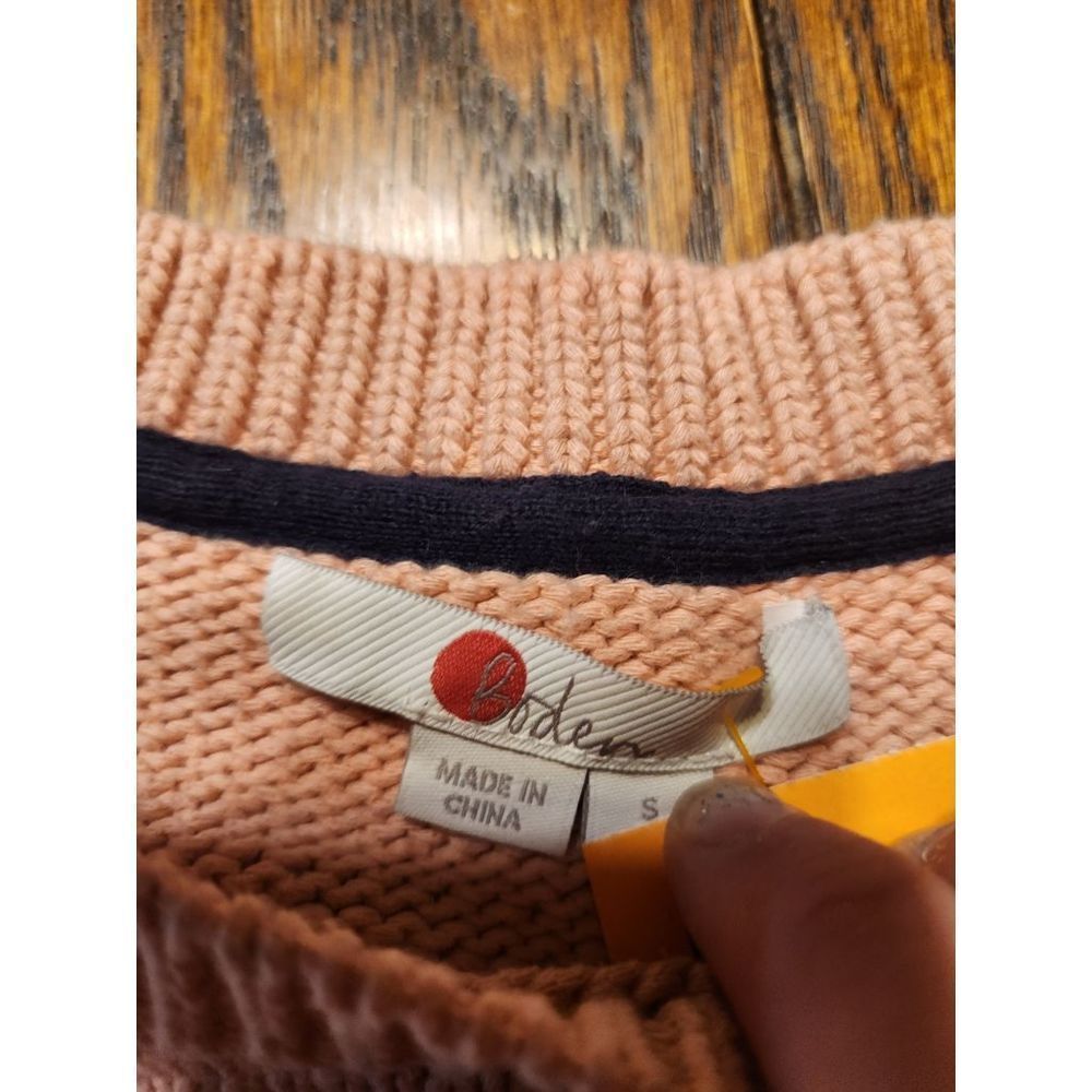 Boden Arianna Bell Sleeve pink&white Sweater sz Small - Picture 4 of 6